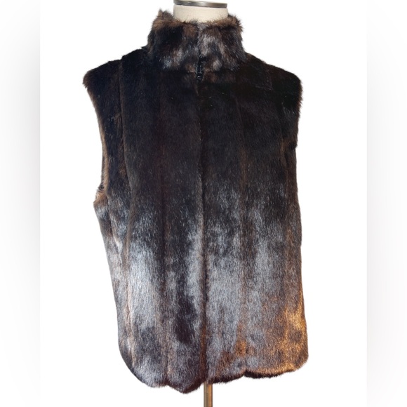 Glacca Jackets & Blazers - Glacca Faux Fur Reversible Vest Size L Brown and Black Mob Wife Vegan Fu…
